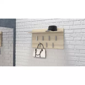 Perchero Top e shop WIESZAK 2F SONOMA — aglomerado, acabado roble, 7 ganchos, 700×200×400 mm
