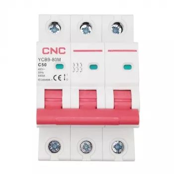 Interruptor automático CNC, 3P, 50A, clase C, 6kA