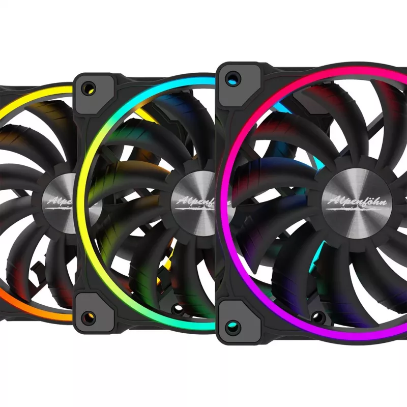 Ventilador de caja ALPENFÖHN Wing Boost 3 120mm ARGB, pack de 3, negro