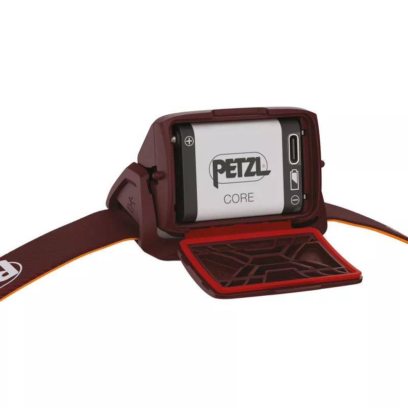 Linterna frontal Petzl Actik Core — LED, 100 lm, batería USB integrada de 1250 mAh, IPX4, roja