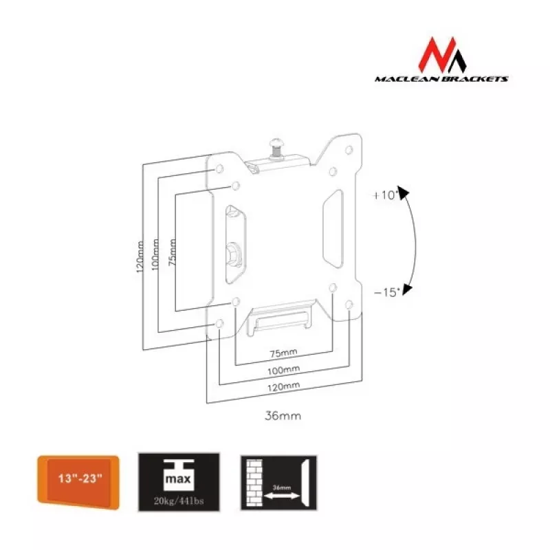 Soporte universal para TV o monitor MC-596 13-23 VESA 100x100 20kg