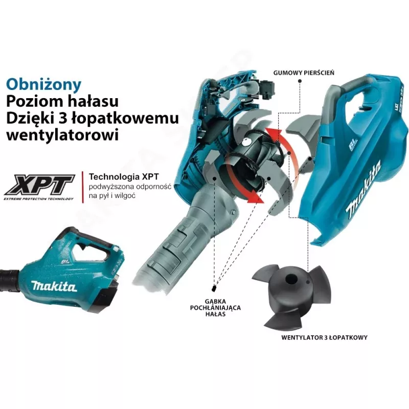 Soplador de hojas a batería Makita DUB362Z 193 km/h negro, turquesa 18 V ion-litio (Li-Ion)
