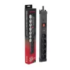 Regleta Hawk HWPS502BK 1,5 m cable, 5 tomas, protección contra sobretensiones