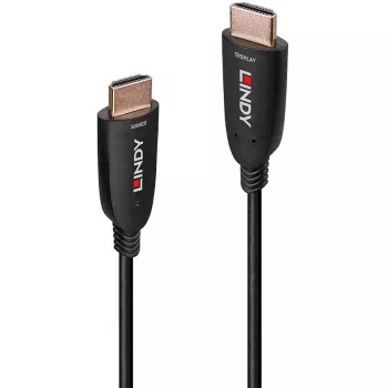 Lindy Cable HDMI híbrido de fibra óptica 8K60 de 15 m, 15 m, HDMI tipo A (estándar), HDMI tipo A (estándar), 48 Gbit/s, Negro