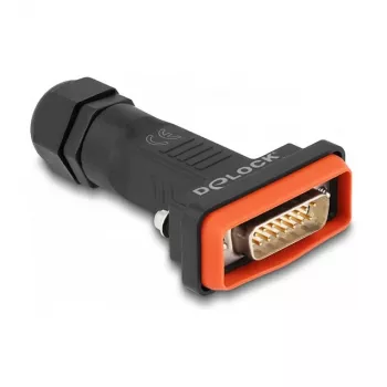 Conector macho DeLOCK D-Sub de 15 contactos con carcasa IP67 impermeable