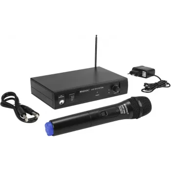 Sistema de micrófono inalámbrico Omnitronic VHF-101 — receptor/emisor VHF monocanal a 201,60 MHz