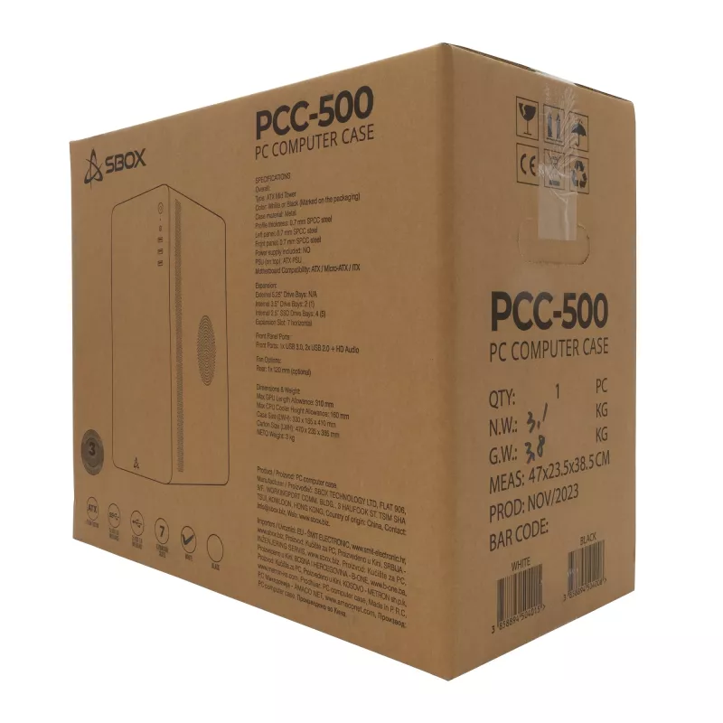 Sbox PCC-500 blanco ATX