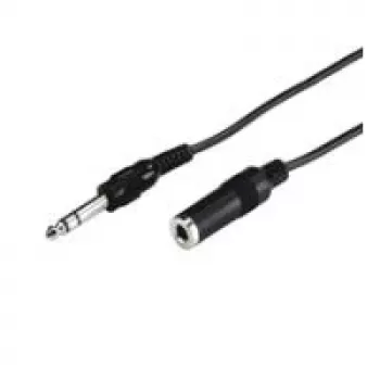 Wentronic Goobay cable alargador de jack 6,35 mm, 5 m – conector macho jack 6,35 mm (3 polos, estéreo) > conector hembra jack 6,35 mm (3 polos, estéreo) (50428)