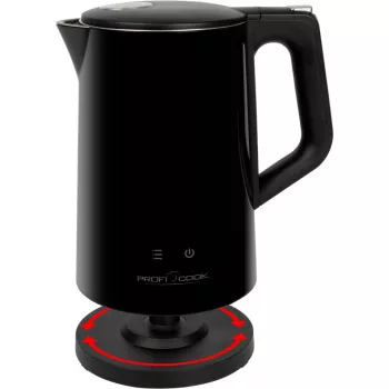Hervidor ProfiCook PCWKS1243 — 1,7 L, 2200 W, control de temperatura 50–100°C, negro