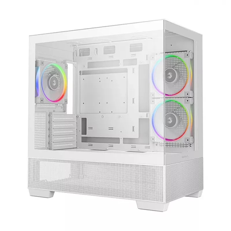 Caja semitorre PC DeepCool CG380 3F WH — Blanca, 235×437×451 mm, compatible con 2,5