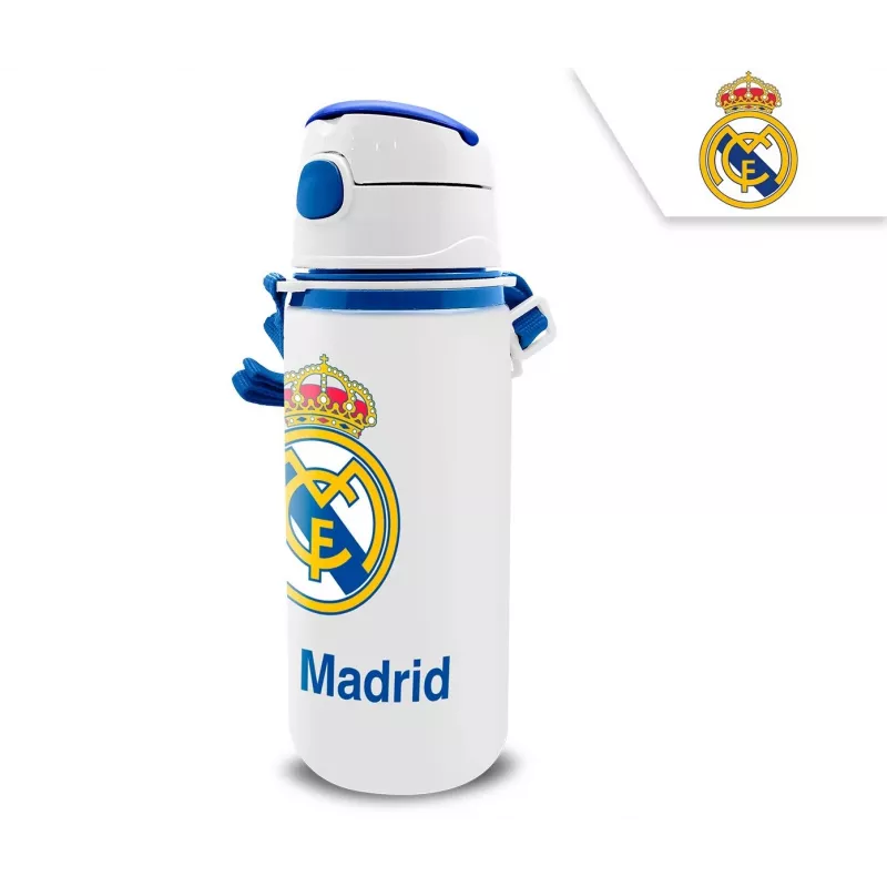 Botella deportiva infantil de aluminio con boquilla KIDS 600 ml – diseño Real Madrid