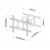 Soporte de pared ART AR-87 para pantallas de 40 inch a 80 inch, capacidad 60 kg, VESA hasta 600×400, inclinación 12°, giro 45°, extensible 5,6–45,8 cm