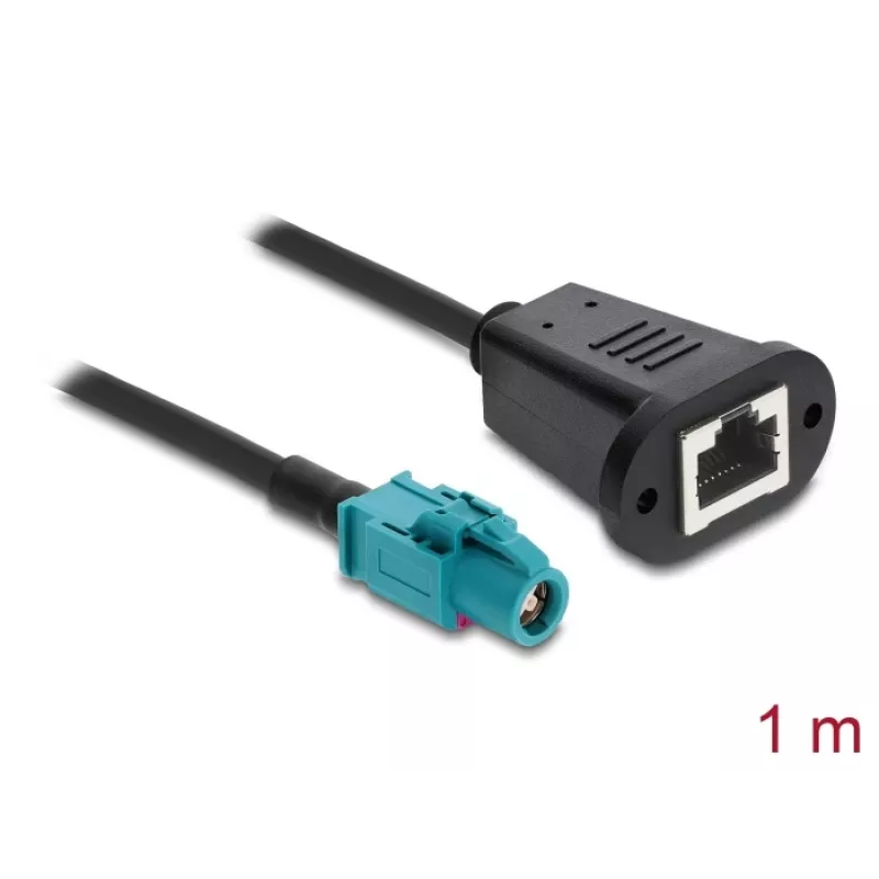 Cable coaxial DELOCK 90700 – 1 m, HSD Z a RJ-45, negro/azul