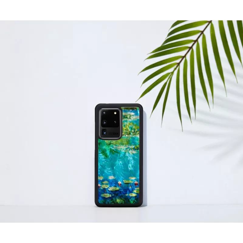 Funda protectora iKins para Samsung Galaxy S20 Ultra – diseño de nenúfares negro