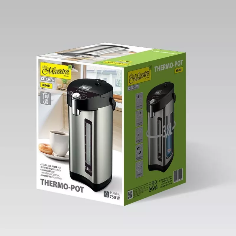 Termo Feel-Maestro MR-081, 3,8 l, plata, negro