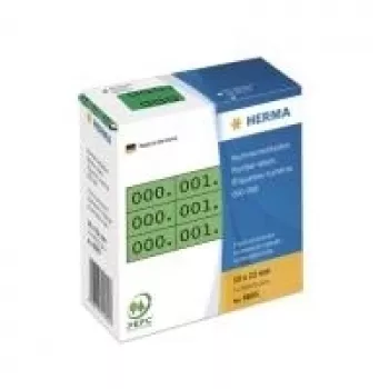 Etiquetas numeradas HERMA números triples autoadhesivas 10x22 mm verde/negro