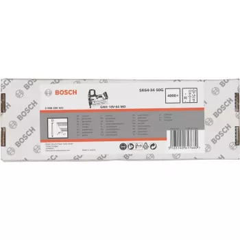 Clavos de cabeza avellanada Bosch SK64-34 34° 1,8 mm (15 ga) 4.000 uds. — para clavadoras neumáticas y de gas