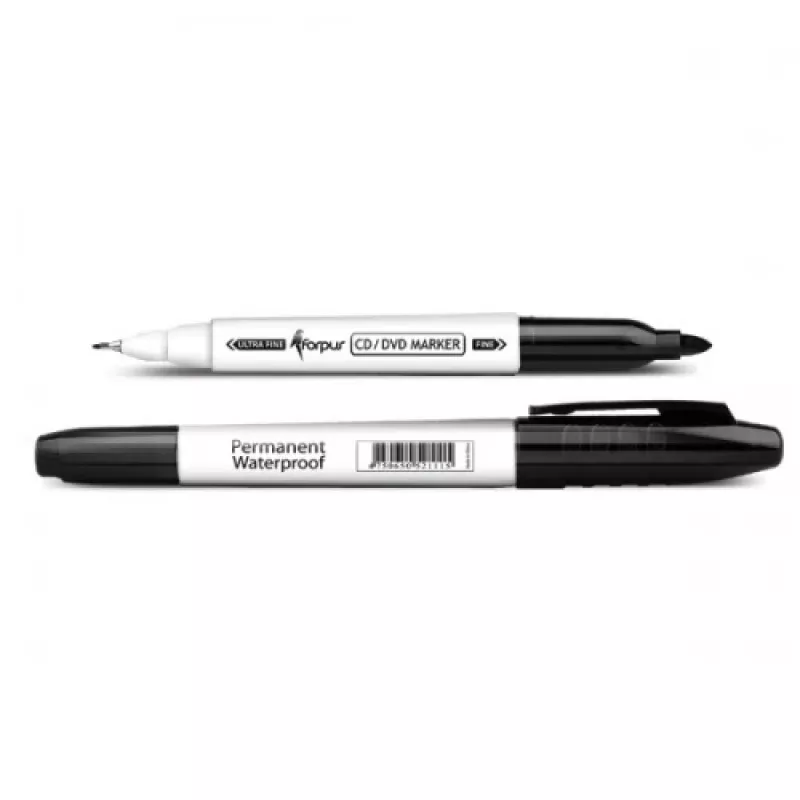Rotulador permanente Forpus CD/DVD, 0.6-1 mm, doble punta, negro 1213-072