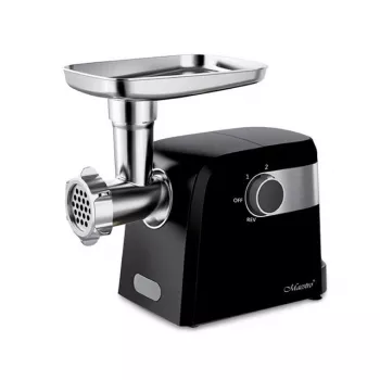 Picadora de carne eléctrica Maestro MR-854, 1500 W, 2 velocidades, 3 discos perforados, accesorio para embutidos, negra