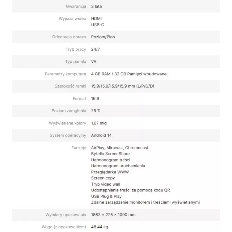 Monitor informativo Avtek DS2 75