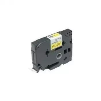 Cinta de etiquetar laminada brillante Brother – 36 mm, negro/amarillo