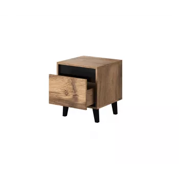 Mesita de noche cama meble NORD, set de 2, 40×38×45 cm, roble Wotan/antracita, 1 cajón, marco de 16 mm