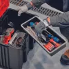 Einhell 4540021 E-Case M maletín de sistema, caja de herramientas, polipropileno, capacidad de carga de 90 kg, negro/rojo