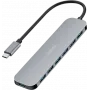 Hub USB-C LogiLink, 7 puertos, USB 3.2 Gen 1, 7x USB-A aluminio (UA0457)