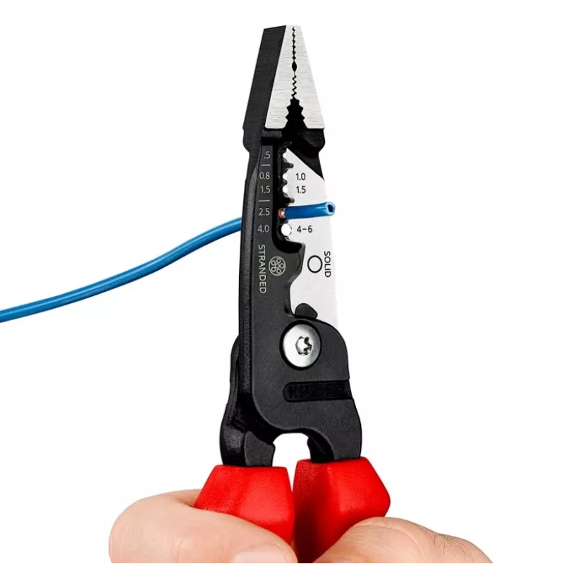 Knipex 13 72 200 ME pelacables negro, azul, rojo, acero inoxidable