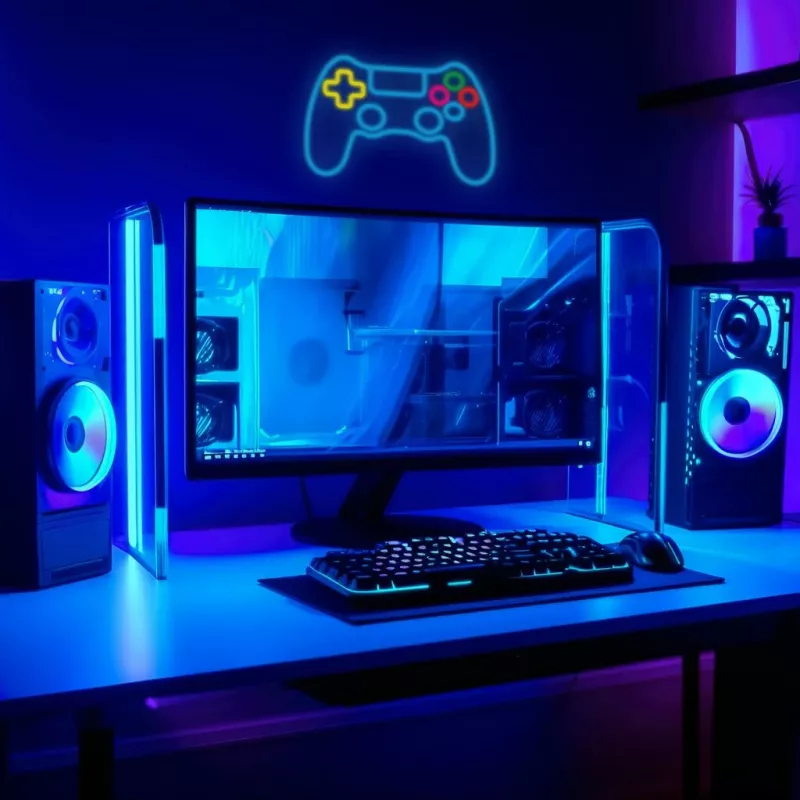 Mando USB con cable MANTA SNL63MT Neon Lights — mando para PC con conexión USB