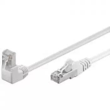 Wentronic Goobay cable de parcheo CAT 5e 1x en ángulo 90°, F/UTP, blanco, 0,25 m - mezcla de cobre CCA, 1x conector RJ45 macho 90° (8P8C) (94176)
