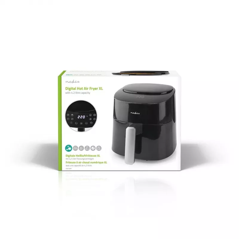 Freidora de aire Nedis KAAF160BK, cesta única, 4,2 L, 1300 W, Negro