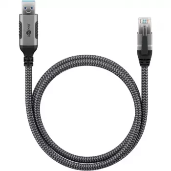 Goobay 70693 cable USB-A a RJ45 Ethernet CAT 6 para una conexión a internet por cable estable con router/módem/switch de red/sustituto del adaptador USB a RJ45 / 1