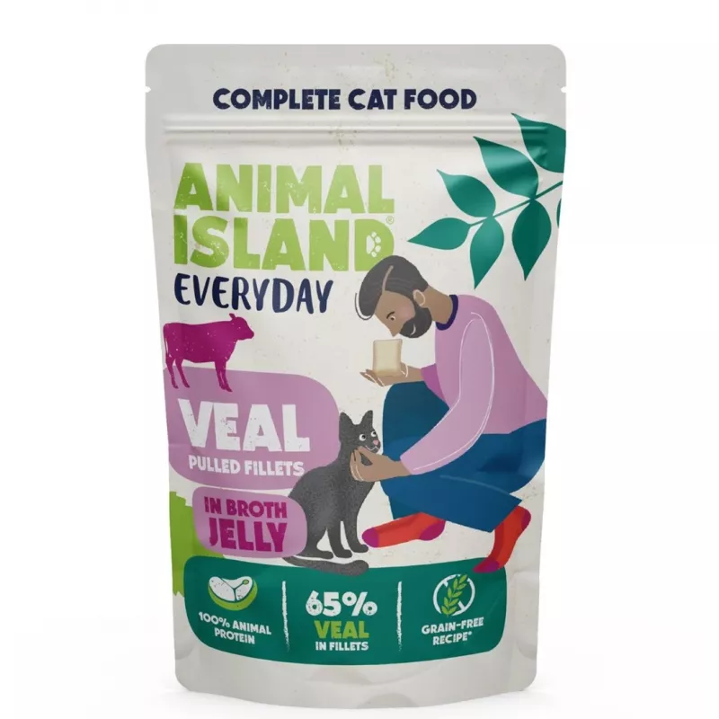 Animal Island Everyday comida húmeda para gatos, ternera y aves con hígado, 4 x 85 g