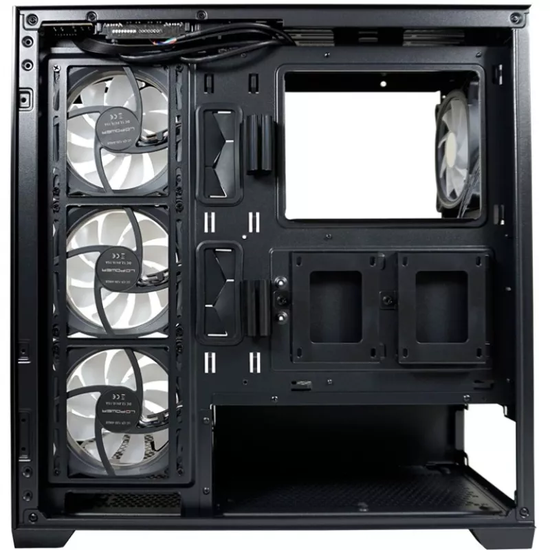 LC-Power Caja MidiTower 715B negra USB3.2/Audio sin fuente de alimentación SEAMLESS_X (LC-715B-ON)