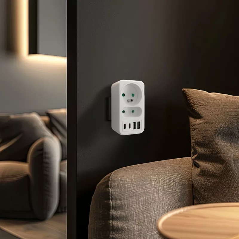 Regleta de enchufes MACLEAN MCE249 F/W – 2 tomas de corriente (16A + 6A) y 4 USB (2× A, 2× C PD 20W)