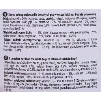 Comida húmeda para perros Dolina Noteci ternera y cerdo Adult lata 400 g, proteína 11%, grasa 6%, humedad 78%