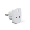 Gembird Cablexpert a-AC-UKEU-001 - fuente de alimentación - conector macho (S) a conector hembra (W) - blanco - Reino Unido, Europa (a-AC-UKEU-001)