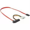 Delock - Cable SATA/SAS - SAS 12Gbit/s - Alimentación interna, 4 pines, SAS interno, 29 pines (SFF-8482) a SATA (H) - 50 cm