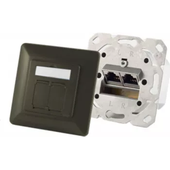 Toma ShiverPeaks S/CONN 74280-A — 2×RJ-45, Cat6a, 500 MHz, carcasa de metal, antracita