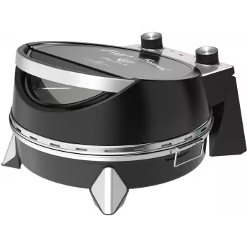 Horno eléctrico para pizza SIMFER MKE0-P — 1100 W, 80–300 °C, temporizador de 30 minutos, piedra para pizza extraíble de 33 cm, negro