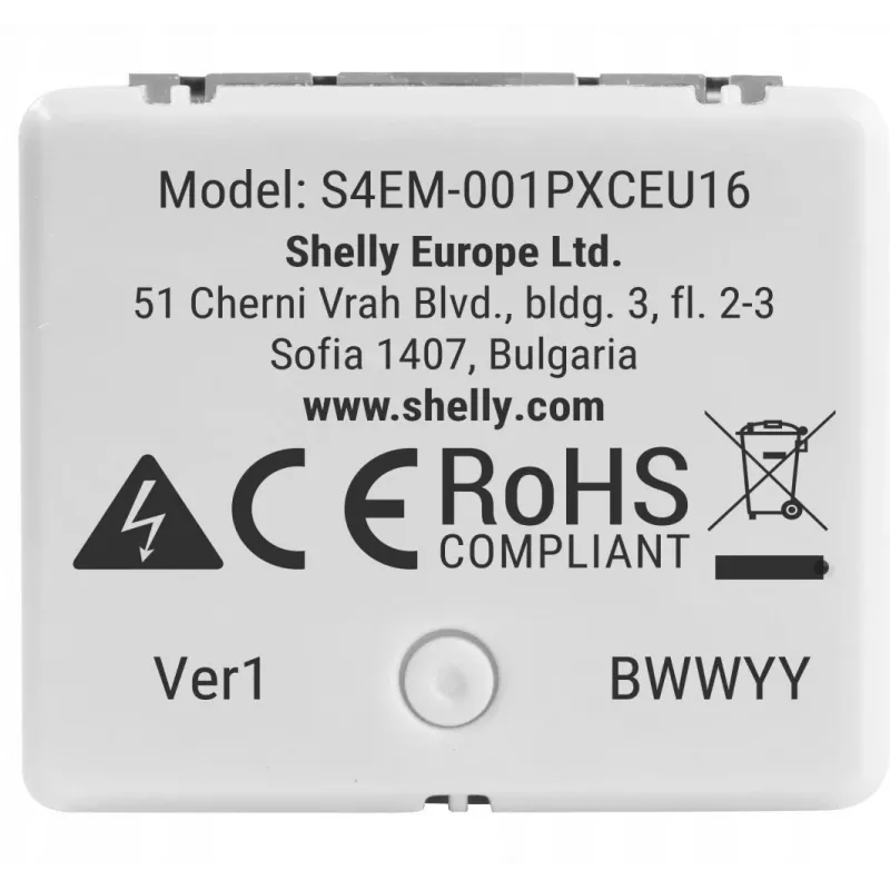 Relé inteligente Shelly Relay EM Mini Gen4 1 canal Wi‑Fi Matter Zigbee Bluetooth 8A, 110–240V, Medidor de energía