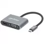 Manhattan Dock/Hub USB-C, puertos (x4): HDMI, USB-A, USB-C y VGA, con Power Delivery (PD) 87W – se requiere cargador USB-C externo (no incluido). Alimentado por USB (no requiere fuente de alimentación externa) cuando no se utiliza PD, aluminio