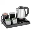 Adler AD 1354 hervidor de agua de hotel acero inoxidable 1,2 L + bandeja con tazas negro, acero