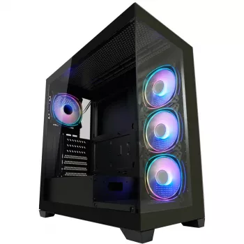 LC-Power Caja MidiTower 715B negra USB3.2/Audio sin fuente de alimentación SEAMLESS_X (LC-715B-ON)