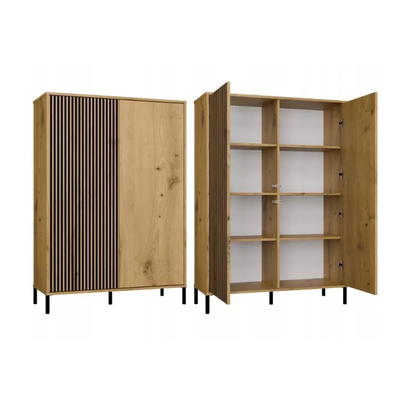 Vitrina KAMARO 2DD estrecha/GŁ roble ARTISAN