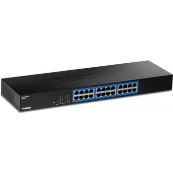 TRENDnet Switch Gigabit de 24 puertos, TEG-S25, 24 puertos Gigabit RJ-45, capacidad de conmutación 48 Gbit/s, diseño sin ventilador, carcasa de metal, fuente de alimentación interna