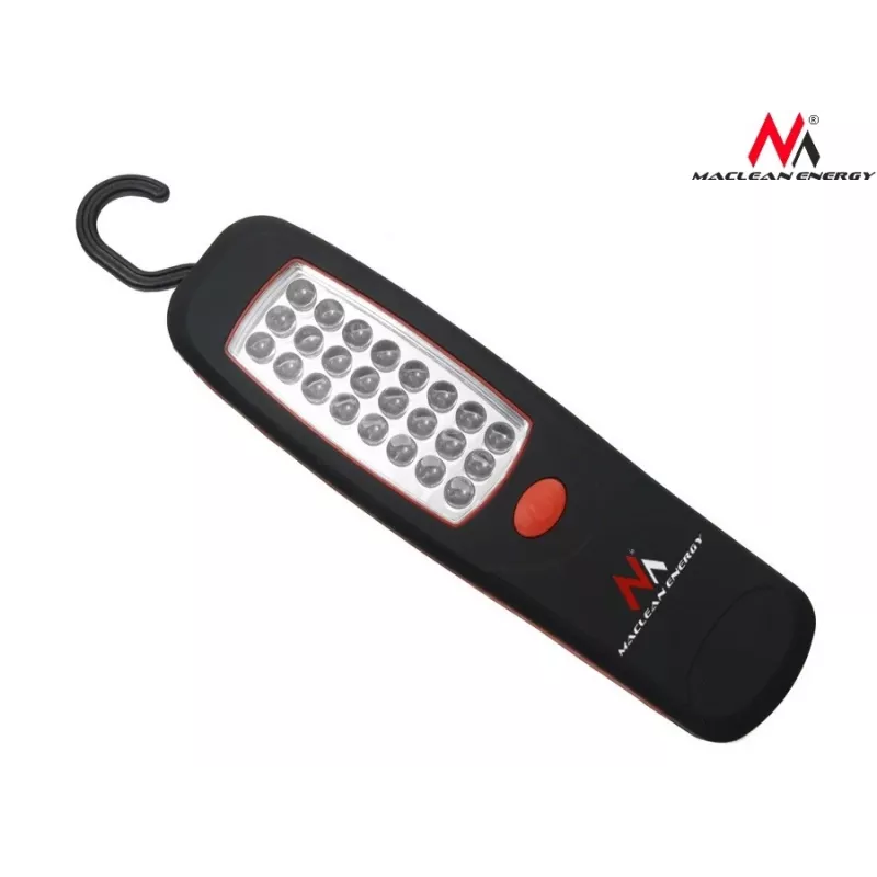 Lámpara de taller MACLEAN MCE03 — 24 LEDs, base magnética y gancho, a pilas (3×AAA)