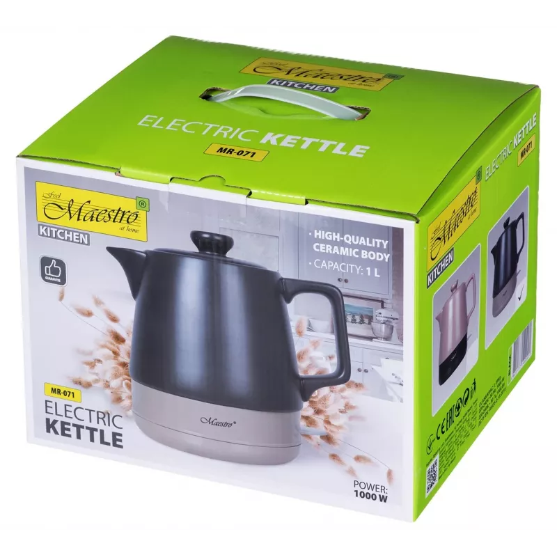 Maestro MR-071 hervidor eléctrico, de cerámica, 1 l, negro