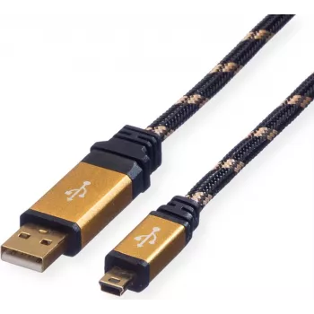 Cable ROLINE GOLD USB 2.0, Type-A - 5 pines Mini 0,8m (11.02.8821)